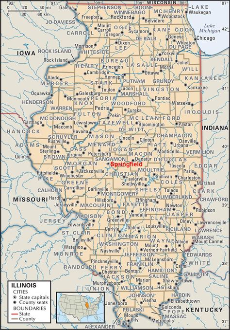 Labeled Map Of Illinois With Capital And Cities Imagepdf