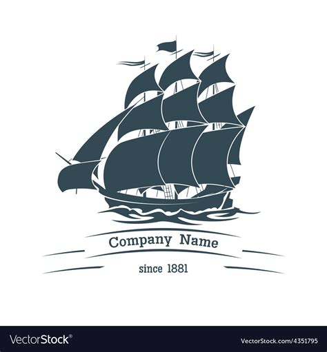 Big Sail Ship Logo Icon Royalty Free Vector Image
