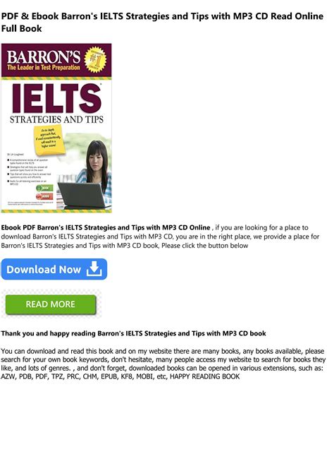 Read Pdf Books Barrons Ielts Strategies And Tips With Mp3 Cd Full
