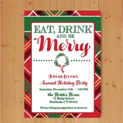Eat Drink And Be Merry Invitation Holiday Party Invitation Etsy