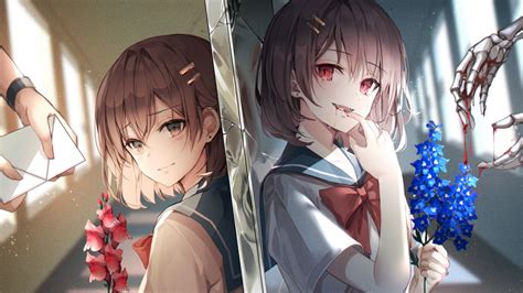 Download 1920x1080 Anime School Girls Two Lives Sad And