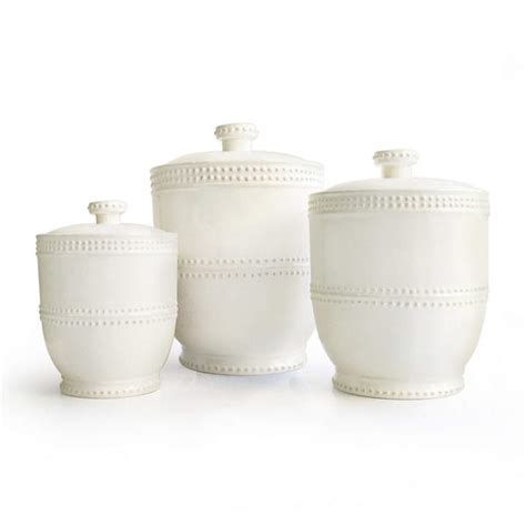 American Atelier Bianca Bead Canister Set Of 3 White Kitchen Canisters