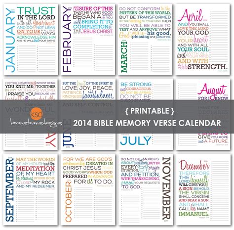 2014 Bible Memory Verse Calendar Pdf By Karenstevensdesigns