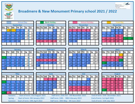 Term Dates New Monument Primary School
