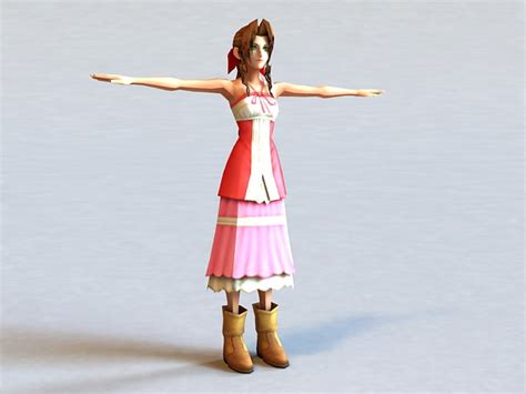 aerith gainsborough final fantasy character 3d model 3ds max files free download modeling