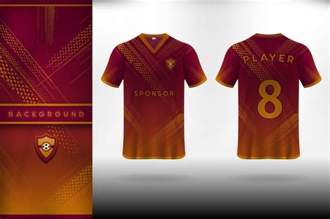 Premium Vector | Modern orange and maroon sports jersey design