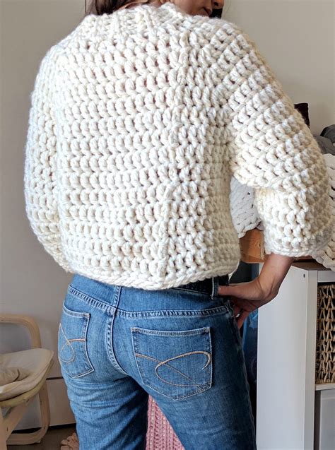 Chunky Cropped Raglan Sweater Crochet Sweater Pattern The Snugglery