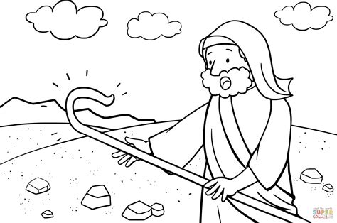 Moses Strikes The Rock Coloring Page Coloring Pages