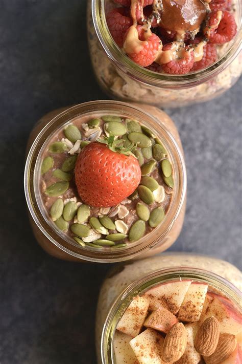 Just combine oats and water in a jar, then overnight oats are nothing new on the internet, and i'm certainly not alone in my enthusiasm for them. Meal Prep Overnight Oats 3 Ways {GF, Vegan} - Skinny ...