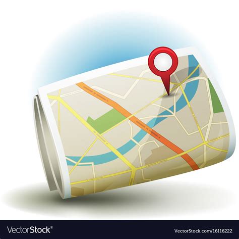 Cartoon City Map Icon With Gps Pin Royalty Free Vector Image