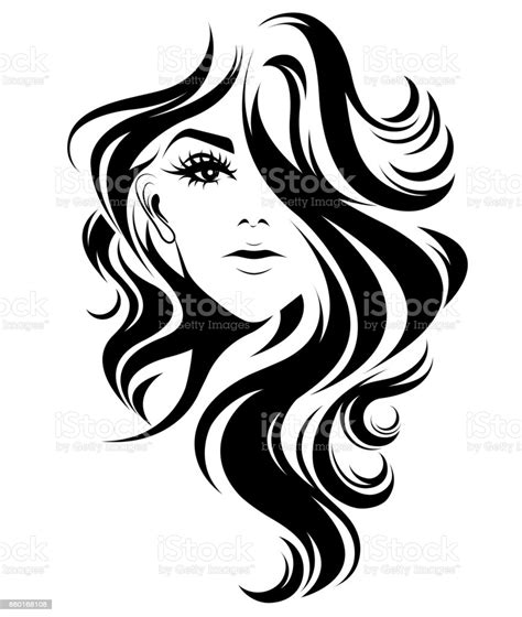 Download Women Long Hair Style Icon Logo Women On White Background Stock Illustration - Download Image ...