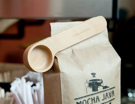 Wooden Coffee Scoop And Bag Clip