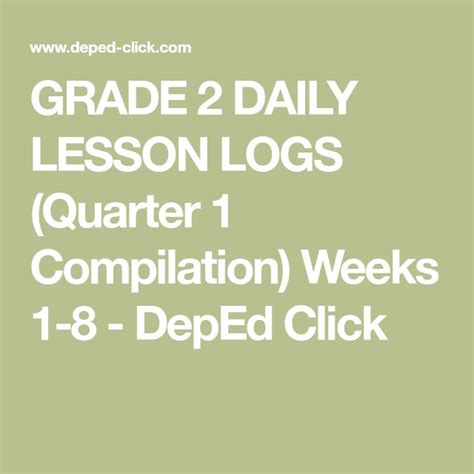 Grade Daily Lesson Logs Quarter Compilation Weeks Deped