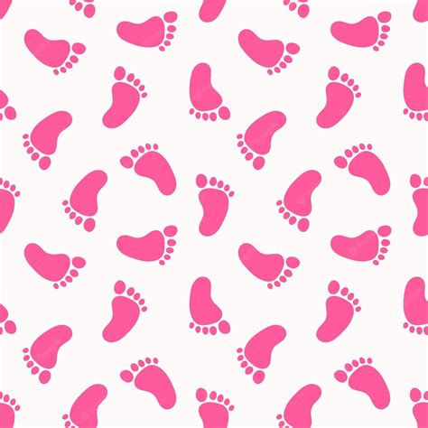 Premium Vector Seamless Pattern With Pink Baby Footprints