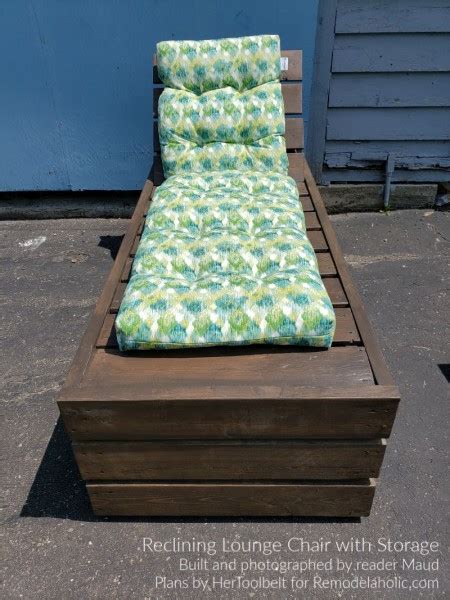 Outdoor Diy Lounge Chair With Storage Remodelaholic