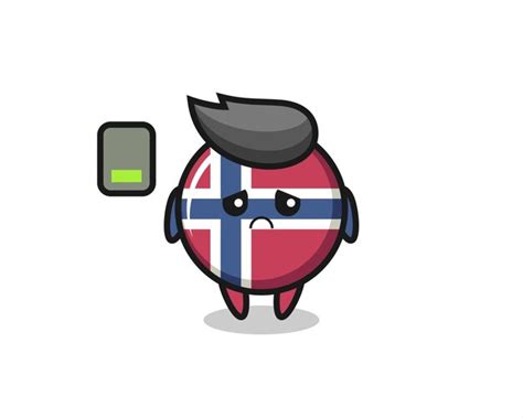 Premium Vector Norway Flag Badge Mascot Character Doing A Tired