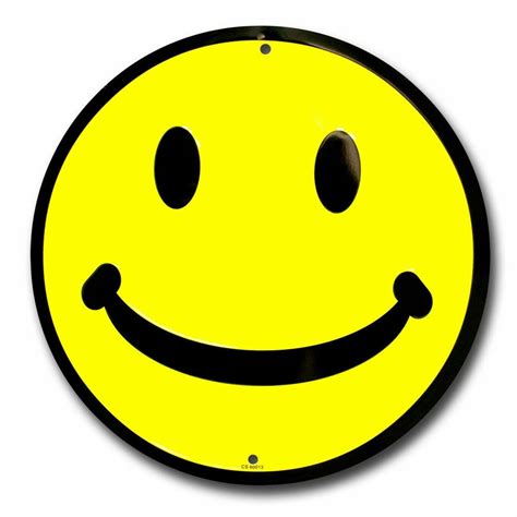 Yellow Happy Smiley Face 12 Embossed Metal Circle Sign Cs60013 Ebay