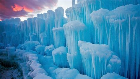 Nature Landscape Winter Snow Ice Iceberg Icicle Blue Clouds Sunset Frost Wallpapers Hd