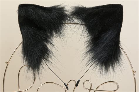 Black Faux Fur Cat Ear Headband Kitten Ear Cosplay Neko Ear Etsy