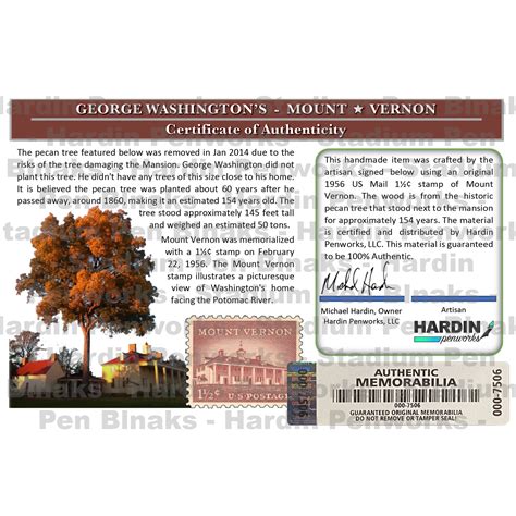 George Washingtons Mount Vernon Vintage Stamp With Pecan Wood