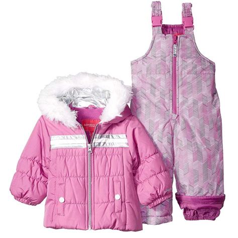 London Fog Baby Girls Snowsuit With Snowbib And Puffer Jacket Pink