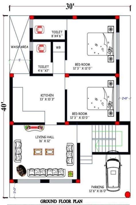 30x40 Feet House Plan In 2021 Unique House Plans 2bhk House Plan
