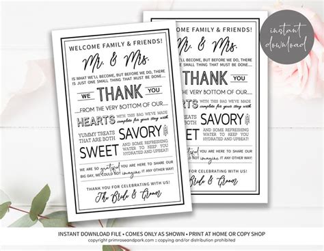 Wedding Welcome Letter In Black Instant Download Welcome Etsy