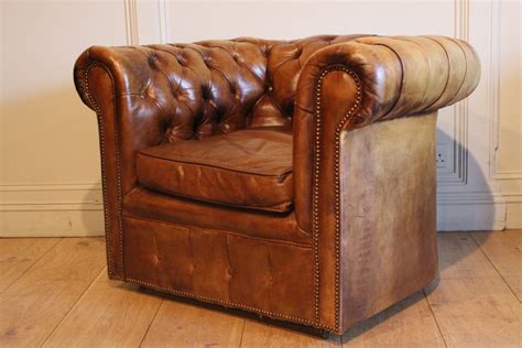 SOLD ANTIQUE TAN LEATHER CHESTERFIELD ARMCHAIR Antique CHESTERFIELDS