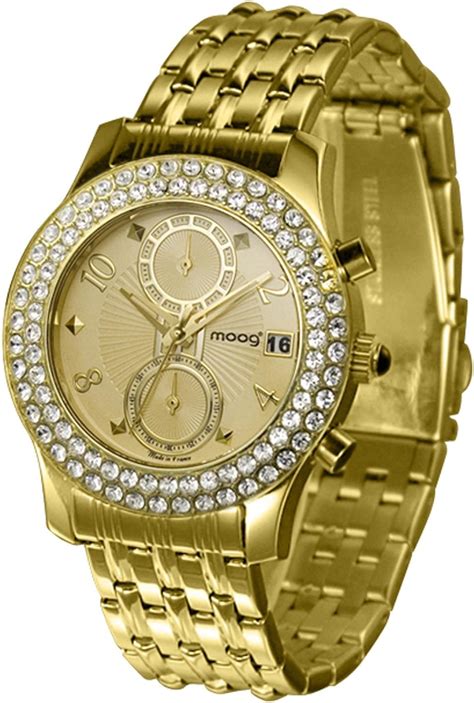 moog paris heritage women s watch with champagne dial gold stainless steel strap and swarovski