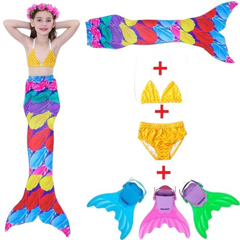 2018 Hot Girls Swimming Mermaid Tails With Flipper Children Ariel