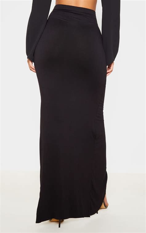 Black Jersey Drape Front Maxi Skirt Skirts Prettylittlething Usa