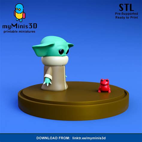 Download Stl File Cute Baby Yoda Grogu Miniature 3d Print Models