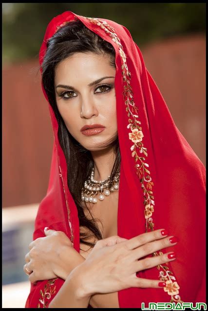 Sunny Leone In Red Silk Saree Photoshoot