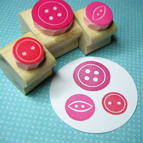 Three Mini Buttons Rubber Stamp Set By Skull And Cross Buns Rubber