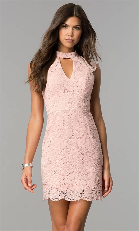 Petite women love dresses from this collection because, unlike traditional ball gown wedding dresses, petite gowns accentuate and. Rose Pink Short Lace Wedding-Guest Party Dress