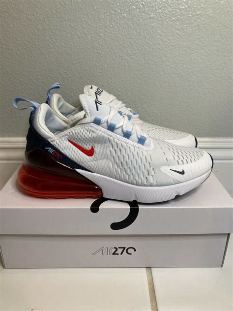 Pre Owned Nike Air Max 270 Shoes Mens 75 Womens 9 White Navy Blue