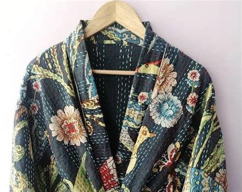 Vintage Silk Sari Kantha Kimono Robes Lover Recycled Dressing Etsy In