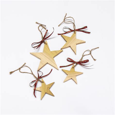 Handmade Wood Star Ornament Set Handmade Wood Star Ornament