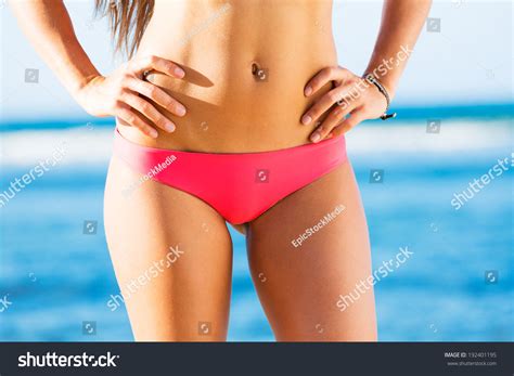 Woman Beautiful Bikini Body On Tropical Stock Photo