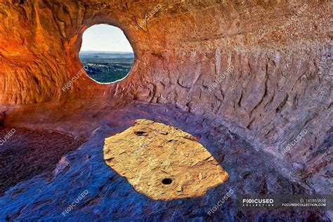 Round Hole In Cave Walls — Ground America Stock Photo 141855838