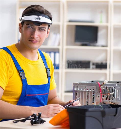 Computer Repair Technician Repairing Hardware Stock Image Image Of