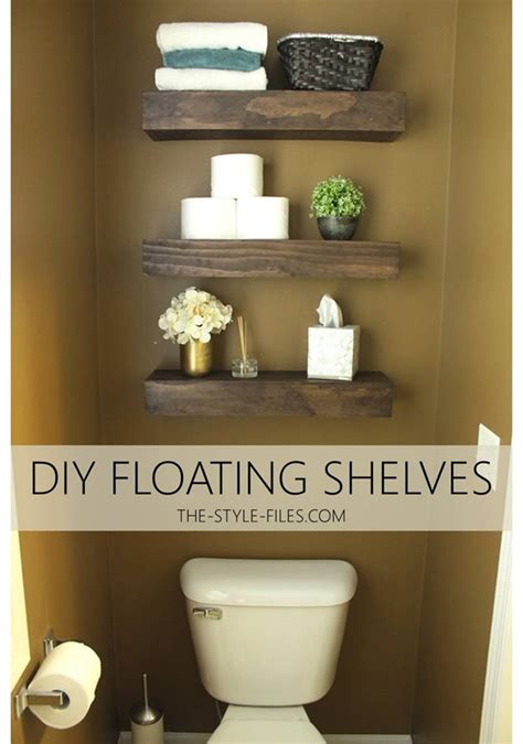 Over the toilet storage ideas can help even the tiniest apartment bathroom to be smartly organized. DIY Floating Bathroom Shelves // Or A Creative Way to ...