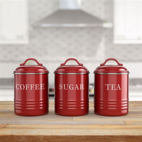 Buy Barnyard Designs Red Canister Sets For Kitchen Counter Vintage