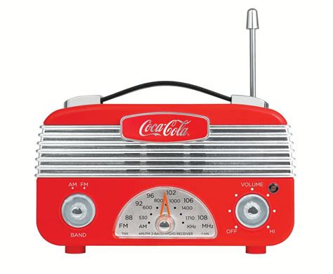 coca cola retro desktop vintage style am fm battery operated radio red silver