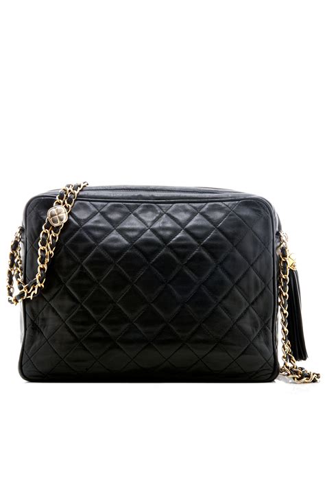 Chanel Vintage Black Quilted Camera Tassel Bag Chanel La Doyenne