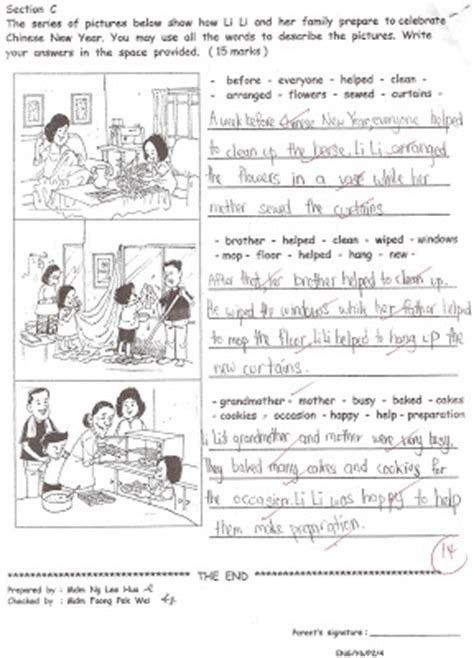 One might be a description based on an image; upsr.com: Model English Paper 2 SJKT/C