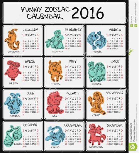 Printable Zodiac Calendar