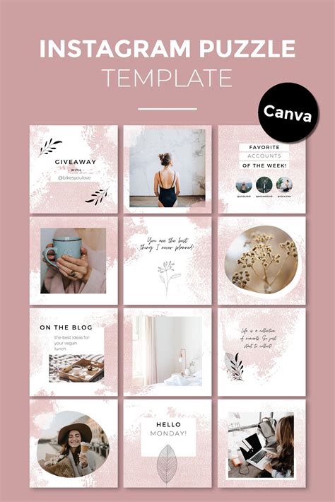 Rosa Canva Instagram Puzzle Vorlage Alma Feed Etsyde Instagram