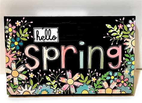 Spring Signs Wood Hello Spring Sign Spring Sign Home Decor Spring