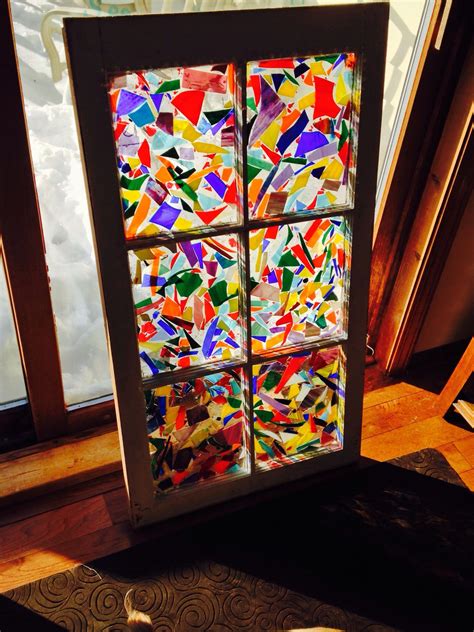 Best 12 My Newest Window Made With Scrap Stained Glass And Pour Over